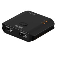 מפצל שתי יציאות Aten HDMI 8K VS5812 – USB-C יחידה שחורה עם שתי יציאות HDMI כפתור ושני מחוונים מוארים