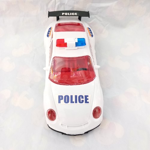 מכונית משטרה צבע לבן אדום אורות וצלילים גודל 23 ס''מ