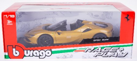 דגם מכונית בוראגו פרארי חרדל מטלי Bburago Ferrari SF90 Spider 1/18