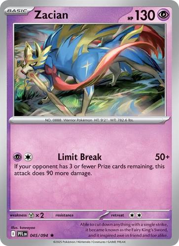 קלף בודד single פוקימון - zacian - Phantasmal Flames - 045/094