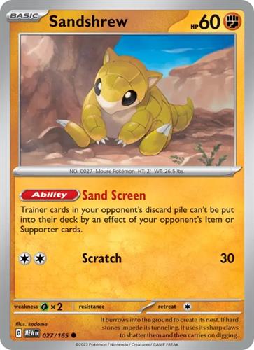 קלף בודד single פוקימון - sandshrew - 151 - 027/165