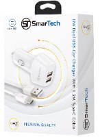 מטען רכב 12W עם כבל טייפ-סי - דגם STCC12W-DO מבית SmarTech