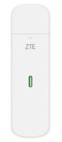 מתאם רשת סלולרי ZTE 4G LTE MF833U1 – מבט חזיתי על דונגל לבן עם לוגו ZTE ונורית חיווי ירוקה