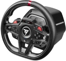 הגה מירוצים עם דוושות Thrustmaster T248R Force Feedback PS/PC – הגה המירוצים השחור ממוקם בזווית קדמית עם גימור מחורר