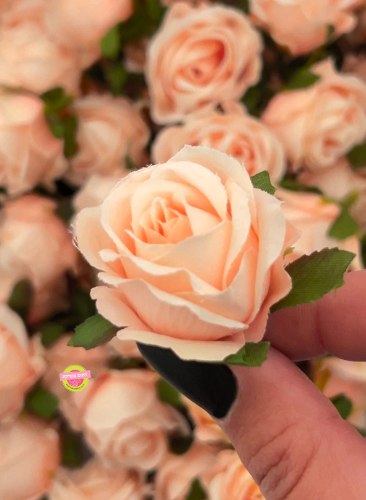 פרח משי ורד אפרסק 4 ס"מ - 5 יחידות
