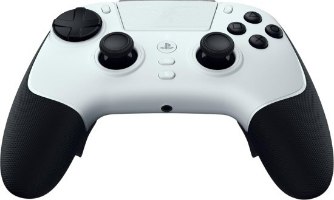 בקר משחק אלחוטי צבע לבן Razer Raiju V3 Pro PlayStation 5/PC – לבן ושחור במבט קדמי-עליון על רקע לבן עם 2 4GHz