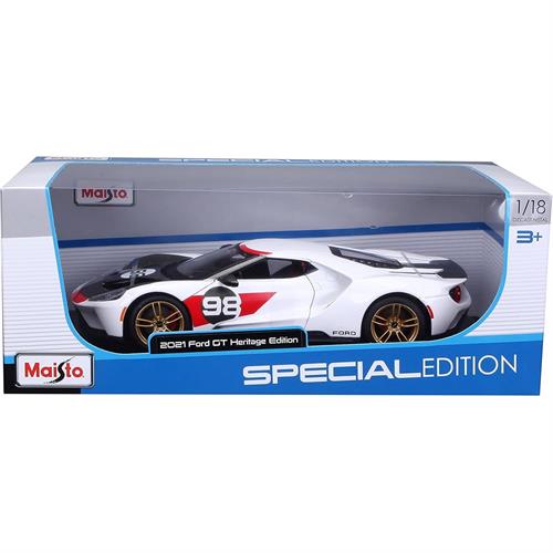 מאיסטו - דגם פורד GT הריטאג' 2021 לבן - Maisto 2021 Ford GT Heritage Edition 1:18