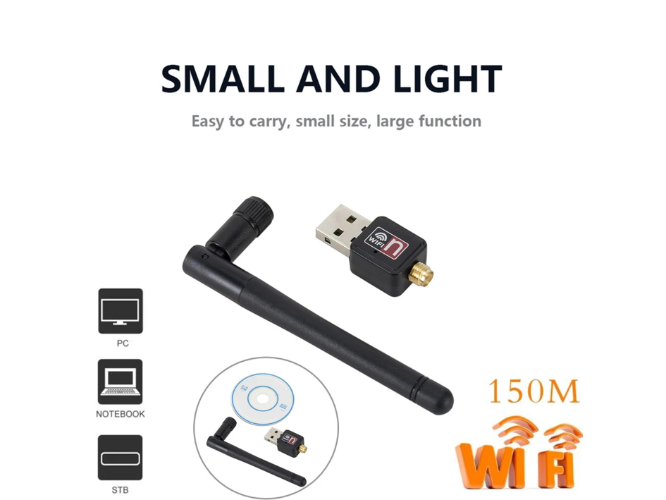 כרטיס רשת מיני USB WiFi מתאם כרטיס 150 Mbps 2dBi WiFi מתאם מחשב WiFi אנטנת WiFi Dongle 2.4G USB ethe