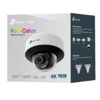 מצלמת רשת כיפה Vigi S285 2.8mm 8MP – קופסת אריזה לבנה מציגה את המצלמה תכונותיה ודיאגרמות התקנה