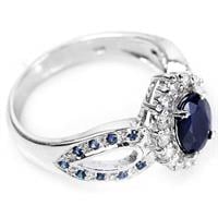טבעת כסף משובצת אבני ספיר כחול ואבני זרקון נוצצות RG5514 | תכשיטי כסף 925