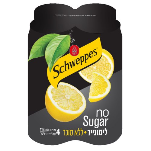שוופס לימונייד ללא סוכר, רביעיה 4 * 330 מ"ל