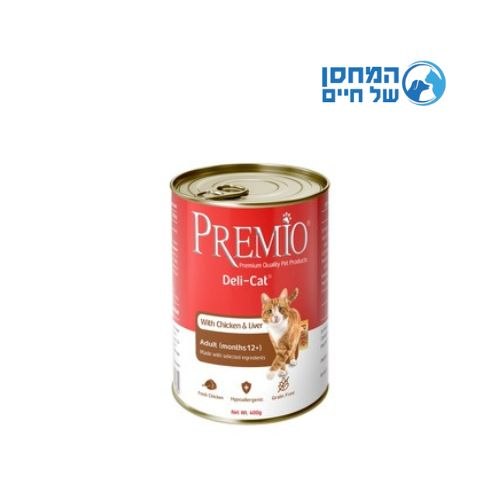 פרמיו שימור לחתול פטה עוף וכבד 400 גרם