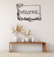 Welcome קווים מלבני פרחים