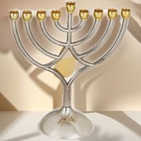 חנוכייה מתכת קנים זהב עם כד