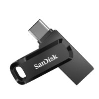 זיכרון נייד SanDisk Ultra Dual Drive Go USB Type-C 512GB – כונן USB שחור עם מחבר Type-C חשוף ולוגו SanDisk על רקע לבן