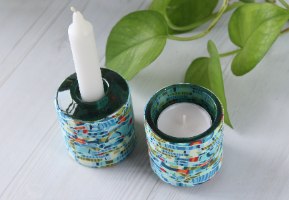 פמוטים דו צדדיים בגווני ירוק, טורקיז ונגיעות כתום