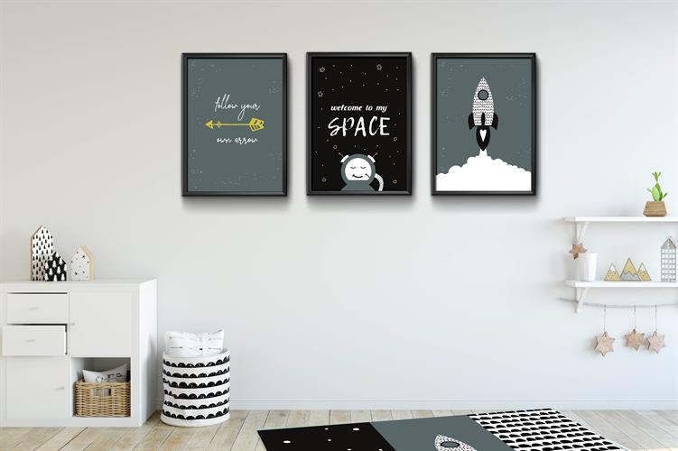 חדר החלל שלי- 3 תמונות, מדבקות קיר ושטיח