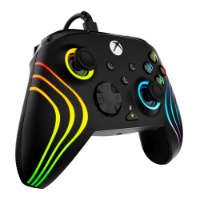 בקר חוטי לגיימינג צבע שחור Turtle Beach Afterglow Wave RGB for Xbox and PC – בקר גיימינג שחור מוצג בתצוגה קדמית-זוויתית