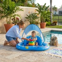 משטח פארק מים התפתחותי AquaPlay לתינוקות משולב ממטרה, משענת תומכת וגגון צל UPF50+