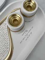סט פוליריזן מגש להדלקת נרות וזוג פמוטים מהודרים