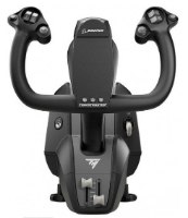 ג'וסטיק טיסה Thrustmaster TCA Yoke Boeing Edition – USB פריט בודד שחור-אפור מוצג בחזית על רקע לבן עם ידיות