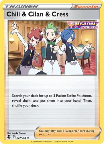 קלף בודד single פוקימון - chili & cilan & cress - Fusion Strike - 227/264