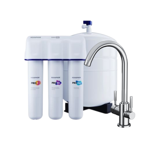 אוסמוזה הפוכה 50 Aquaphor OSMO PRO - ברז משולב ללא חור בשיש