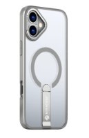 כיסוי אפור עבור Miracase Mirastand iPhone 16 – גב שקוף עם מסגרת אפורה טבעת מגנטית ורגלית מתכתית מובנית מאחור אלחוטי