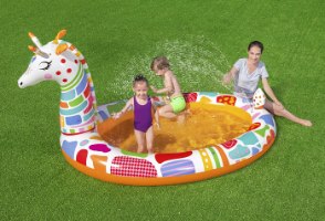 בריכה מתנפחת לילדים בעיצוב ג'ירפה עם מתז מים|266X157X127 ס"מ| BESTWAY |מקט 53089| קפיץ קפוץ