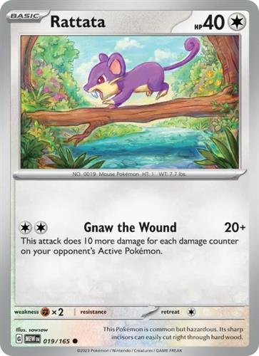 קלף בודד single פוקימון - rattata - 151 - 019/165