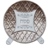 כיסוי מצה לפסח עגול דמוי עור וקטיפה דגם כוכב