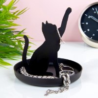 ארגונית מתכת לטבעות ותכשיטים חתול Feline - מארז לא מושלם