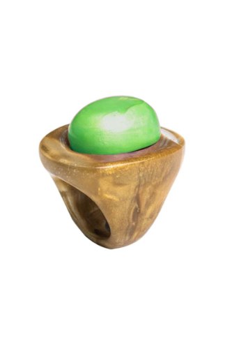 עותק של טבעת דומניק מרזין יצוקה ירוקה זהב