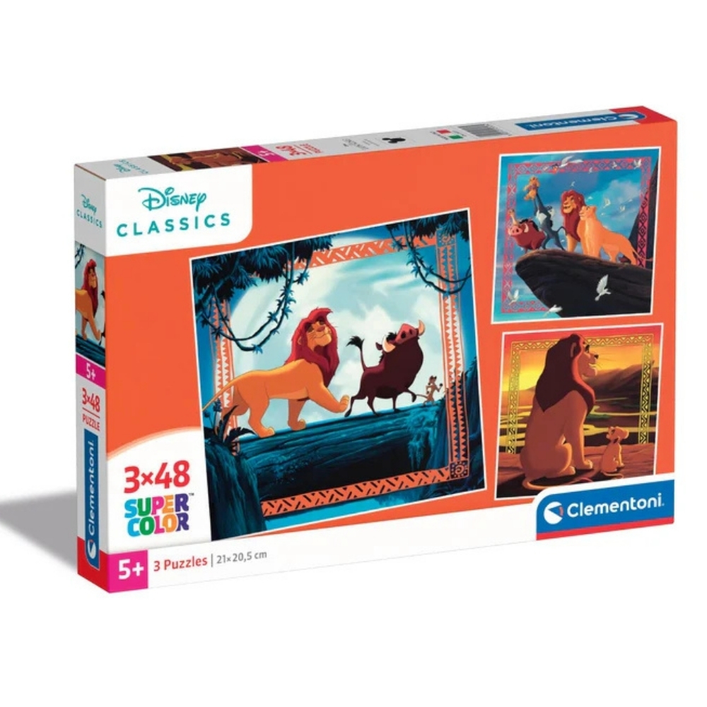 קלמנטוני - פאזל 3X48 חלקים מלך האריות - CLEMENTONI Disney Classics Lion King 25323