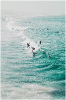 תמונת קנבס ממוסגרת של ים וגולשי גלים ממבט על "Lets Surf Together" |בודדת או לשילוב בקיר גלריה