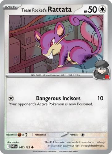 קלף בודד single פוקימון - team rocket's rattata - Destined Rivals - 147/182