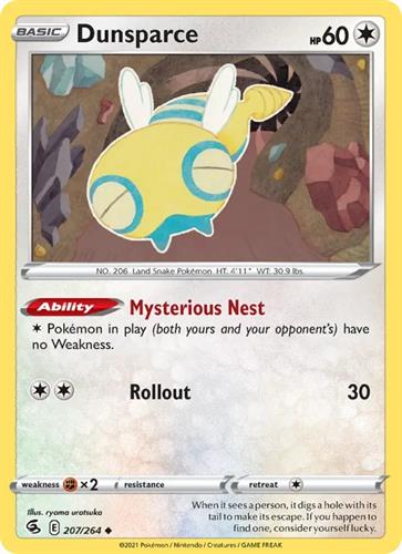 קלף בודד single פוקימון - dunsparce - Fusion Strike - 207/264