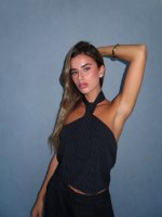 TIE TOP- BLACK STRIPED