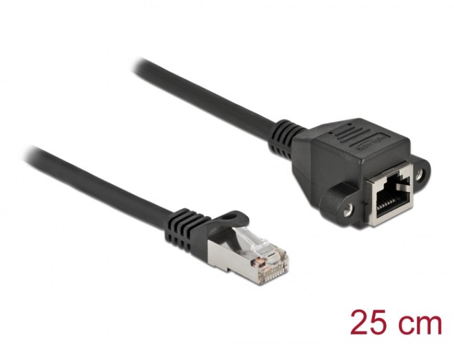 כבל מאריך Delock Network Extension Cable S/FTP RJ45 to RJ45 Cat.6A 0.25 m