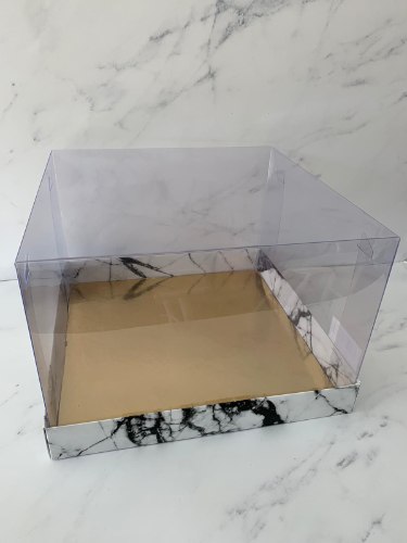 קופסה שקופה 30-30-20+תחתית-שיש לבן
