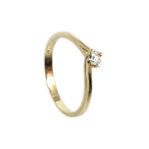 טבעת אירוסין זהב צהוב 14K יהלום מרכזי OP09160049408