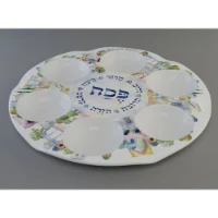סט 3 חלקים צלחת פסח + מגש + קערת חרוסת מלמין דגם ירושלים