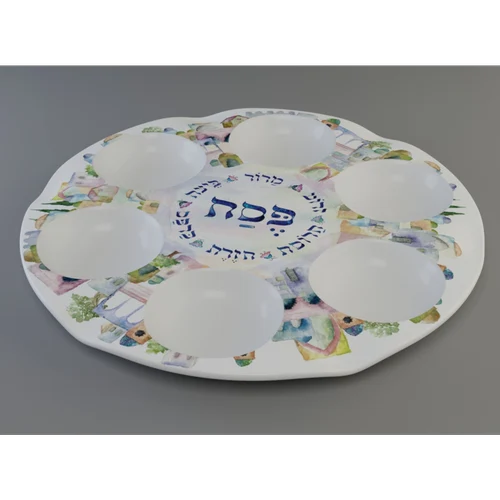 צלחת פסח מלמין דגם ירושלים