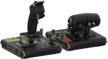 בקר טיסה ומצערת Turtle Beach VelocityONE Flightdeck PC – זוג בקרי טיסה שחורים עם תאורה ירוקה הכוללים ג