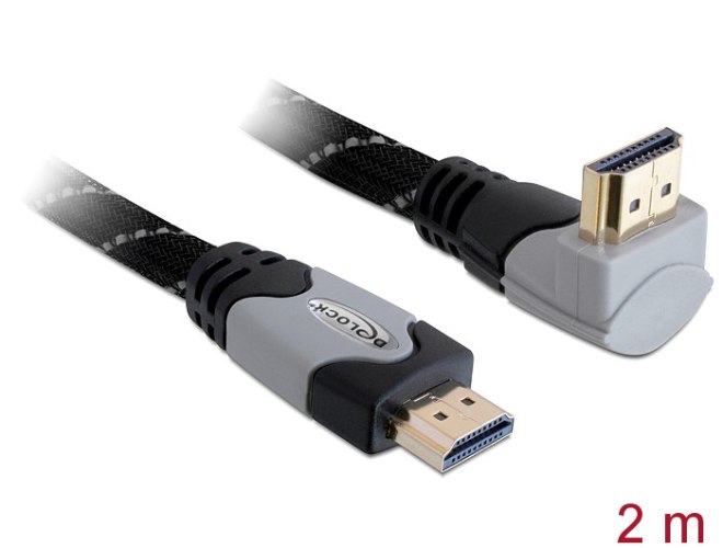כבל מסך בזווית למטה Delock Cable High Speed HDMI with Ethernet angled 4K 120 Hz 2 m