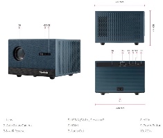 ViewSonic LX60HD – דיאגרמת מידות מדויקת עם ס״מ וס״מ