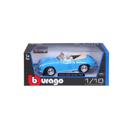 דגם מכונית פורשה 356B קבריולט 1:18 1961 BBurago Porsche 356B Cabriolet