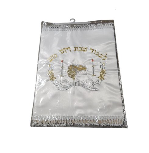 כיסוי חלה מסגרת כסף כיתוב זהב 40X50 ס"מ