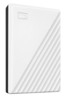 כונן קשיח חיצוני צבע לבן Western Digital My Passport 5TB – פריט בודד לבן עם לוגו ודוגמת פסים אלכסוניים