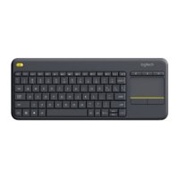 מקלדת אלחוטית Logitech Touch K400 Plus – USB מקלדת אלחוטית כהה עם משטח מגע משולב ופרטים צהובים